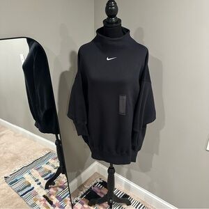 NWT SZS: Sportswear Fleece Oversized Mock-Neck 3/4-Sleeve Sweatshirt Women Small